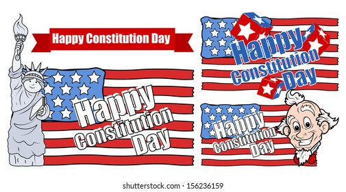 cartoon designs for USA - Constitution Day Vector Illustration