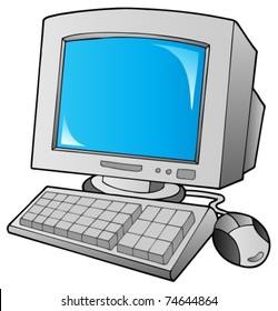 Cartoon Desktop Computer - Vector Illustration.