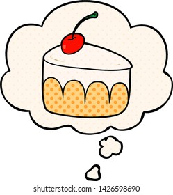 cartoon dessert with thought bubble in comic book style