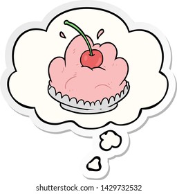 postre de caricatura con burbuja de pensamiento como pegatina impresa