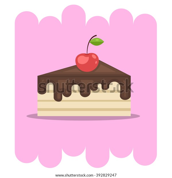 Cartoon Dessertchocolate Cake Icon Cherrychocolate Cake Stock Vector Royalty Free