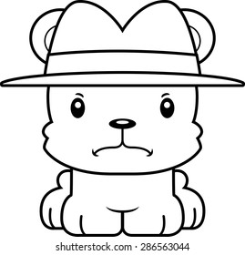 A cartoon detective bear looking angry.