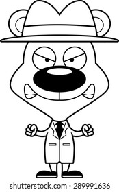 A cartoon detective bear looking angry.