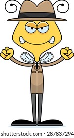 A cartoon detective bee looking angry.