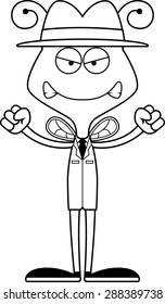 A cartoon detective bee looking angry.