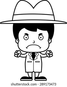 A cartoon detective boy looking angry.