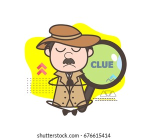 Cartoon Detective Doing Meditation Vector Illustration