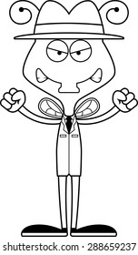 A cartoon detective fly looking angry.