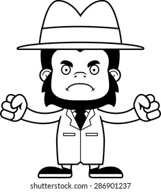 A cartoon detective gorilla looking angry.