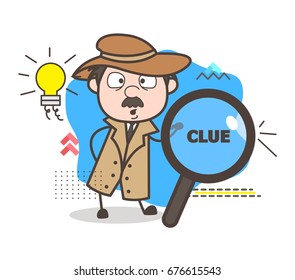 Cartoon Detective Got an Idea Vector Concept