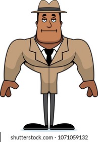 A cartoon detective looking bored.