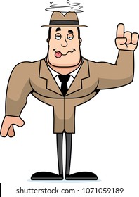 A cartoon detective looking drunk.