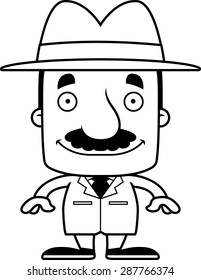 A cartoon detective man smiling.