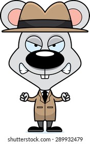 A cartoon detective mouse looking angry.