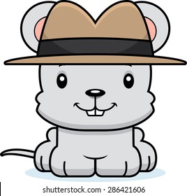 A cartoon detective mouse smiling.
