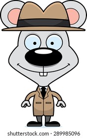 A cartoon detective mouse smiling.