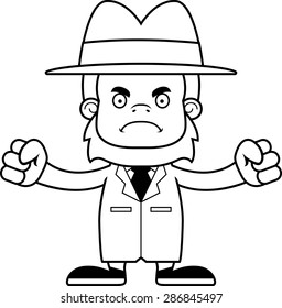 A cartoon detective sasquatch looking angry.