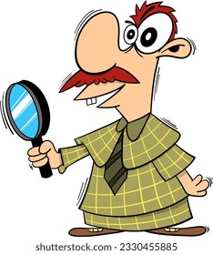 cartoon detective searching vector illustration.