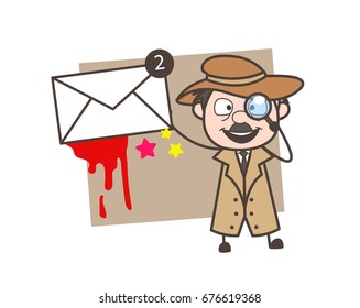 Cartoon Detective Showing Message Vector Illustration