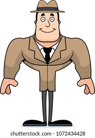 A cartoon detective smiling.