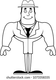 A cartoon detective smiling.