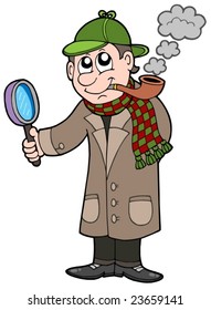 Cartoon detective - vector illustration.