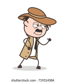 Cartoon Detective Walking Pose Vector Illustration
