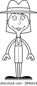 A cartoon detective woman smiling.