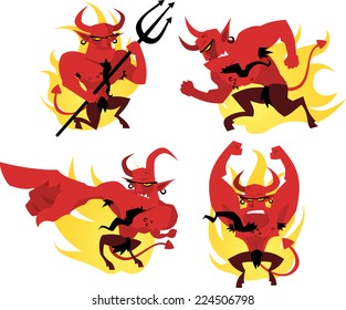 Cartoon devil action set