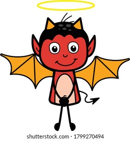 Cartoon Devil in Angel Costume Character Design Illustration