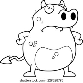 A cartoon devil with an angry expression.