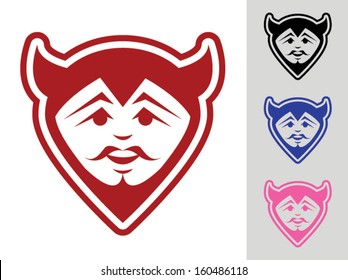 Cartoon Devil Character Face/Vector Devil Face Mascot