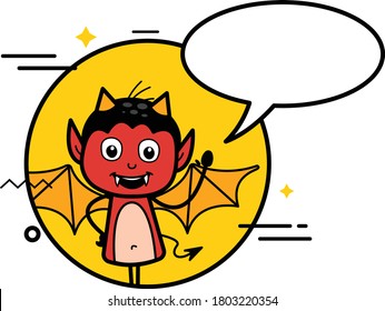 Cartoon Devil with Chat Bubble