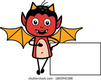 Cartoon Devil with Empty Banner