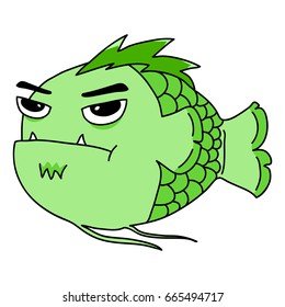 Cartoon devil fish,Hand drawn,Vector,Illustrations.