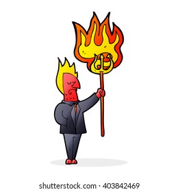 cartoon devil with flaming pitchfork