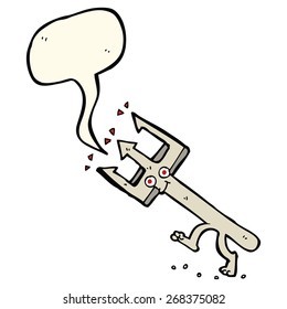 cartoon devil fork with speech bubble