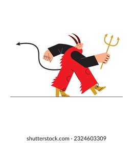 Cartoon devil, funny flat character design, vector illustration