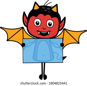 Cartoon Devil holding a glass banner