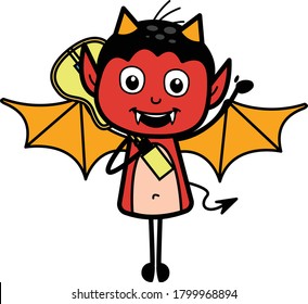 Cartoon Devil Holding Guitar Character Design Illustration