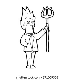 cartoon devil with pitchfork