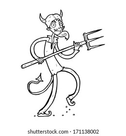 cartoon devil with pitchfork