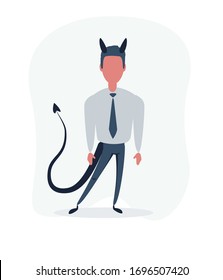 Cartoon devil Satan businessman. Vector flat design illustration.