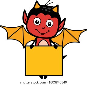 Cartoon Devil Showing Blank Board