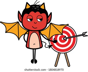 Cartoon Devil showing dart-board goal