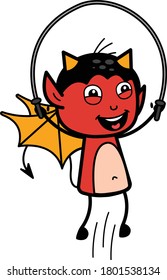 Cartoon Devil Skipping Rope Character Design Illustration
