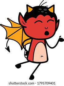Cartoon Devil Speaking Vector Character Design Illustration