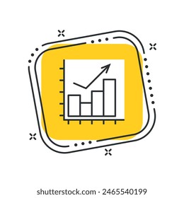 Cartoon diagram growth icon vector illustration. Analysis icon on isolated yellow square background. Statistics sign concept.