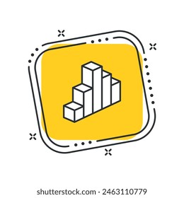 Cartoon diagram icon vector illustration. Analysis icon on isolated yellow square background. Statistics sign concept.