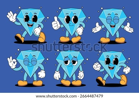 Cartoon Diamond Mascot Collection Vector
